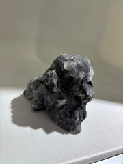 Shadow Frost Calcite Skull Crystal with Natural Druzy Accents