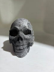 Frosted Crystal Calcite Skull Sculpture with Natural Druzy Back