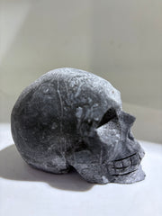 Frosted Crystal Calcite Skull Sculpture with Natural Druzy Back