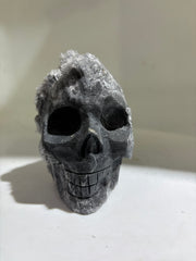 Frosted Phantom Calcite Skull with Natural Druzy Crown