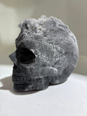 Frosted Phantom Calcite Skull with Natural Druzy Crown