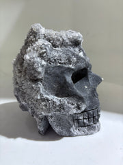 Frosted Phantom Calcite Skull with Natural Druzy Crown