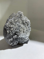 Frosted Phantom Calcite Skull with Natural Druzy Crown