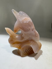 Agate Dolphin Figurine – Unique Ocean Wave Sculpture