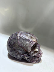 Natural Energy Gem Fluorite Skull – Hand-Carved Stone Sculpture | Unique Gothic Home Decor