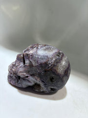 Natural Energy Gem Fluorite Skull – Hand-Carved Stone Sculpture | Unique Gothic Home Decor