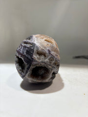 Purple Veined Energy Gem Fluorite Skull Sculpture – Mystical Crystal Stone Decor | Unique Gothic Ornament