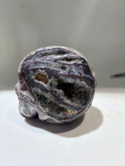 Purple Veined Energy Gem Fluorite Skull Sculpture – Mystical Crystal Stone Decor | Unique Gothic Ornament