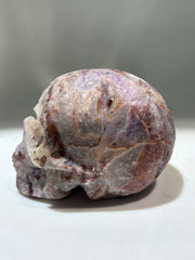 Amethyst Vein Geode Energy Gem Fluorite Skull – Hand-Carved Crystal Skull with Natural Druzy Accent