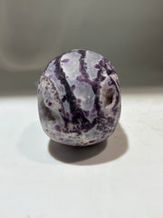Mystic Amethyst Energy Gem Fluorite Skull – Hand-Carved Crystal Skull with Deep Violet Veins