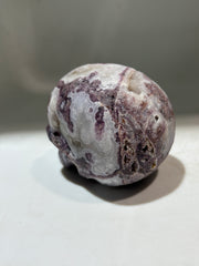 Shadow Amethyst Energy Gem Fluorite Skull – Hand-Carved Crystal Skull with Smoky Purple Veins