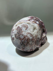 Shadow Amethyst Energy Gem Fluorite Skull – Hand-Carved Crystal Skull with Smoky Purple Veins