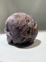 Mystic Amethyst Energy Gem Fluorite Skull – Artisan Hand-Carved Crystal Sculpture
