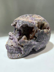 Celestial Geode Energy Gem Fluorite Skull – Raw Amethyst Crystal Skull Sculpture