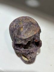 Celestial Geode Energy Gem Fluorite Skull – Raw Amethyst Crystal Skull Sculpture