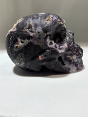 Nocturne Amethyst Vein Energy Gem Fluorite Skull – Raw Crystal Skull Sculpture