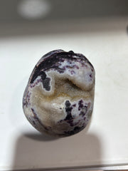 Enchanted Night Energy Gem Fluorite Skull – Hand-Carved Crystal Skull with Deep Violet Veins