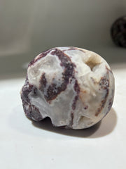 Mystic Nightfall Energy Gem Fluorite Skull – Hand-Carved Crystal Skull with Deep Plum Veins &amp; Ethereal Texture