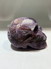 Violet Nebula Energy Gem Fluorite Skull – Crystal Sculpture with Swirling Lavender Patterns