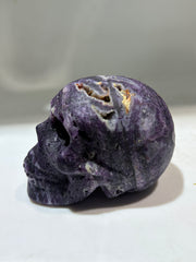 Galactic Veins Energy Gem Fluorite Skull – Unique Crystal Sculpture with Cosmic Veins