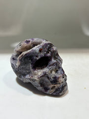 Galactic Veins Energy Gem Fluorite Skull – Unique Purple Crystal Sculpture with Cosmic Veins