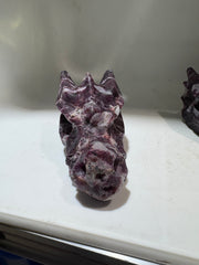 Enchanted Amethyst  Dragon Skull – Hand-Carved Raw Crystal Sculpture