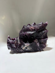 Mystical Purple  Dragon Skull – Hand-Carved Raw Crystal Sculpture