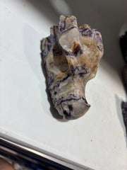 Natural Sphalerite Dragon Head Carving – Unique Beige & Purple Crystal Sculpture for Collectors