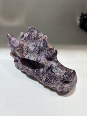 Sphalerite Dragon Head Sculpture – Unique Purple & Beige
