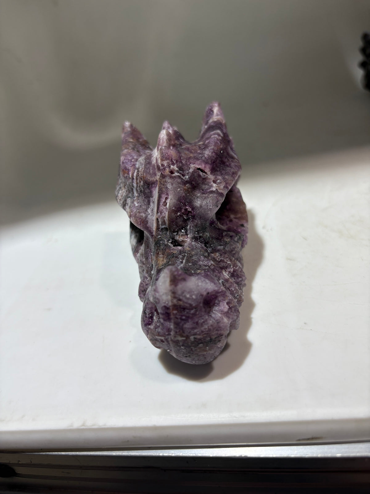 Constellation Sphalerite Dragon Head – Cosmic Purple Crystal Sculpture, Zodiac Fantasy Decor