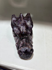 Sphalerite Dragon Head – Unique Purple Crystal Skull, Fantasy Mineral Sculpture