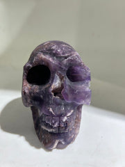Mystic Amethyst Fluorite Skull with Natural Mineral Veining
