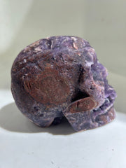 Mystic Amethyst Fluorite Skull with Natural Mineral Veining