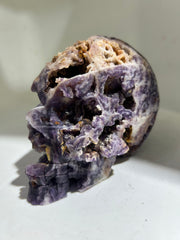 Phantom Geode Fluorite Crystal Skull with Raw Cavernous Texture