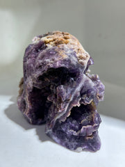 Phantom Geode Fluorite Crystal Skull with Raw Cavernous Texture
