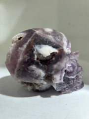 Ethereal Amethyst Vein Fluorite Skull – Hand-Carved Crystal Art Sculpture