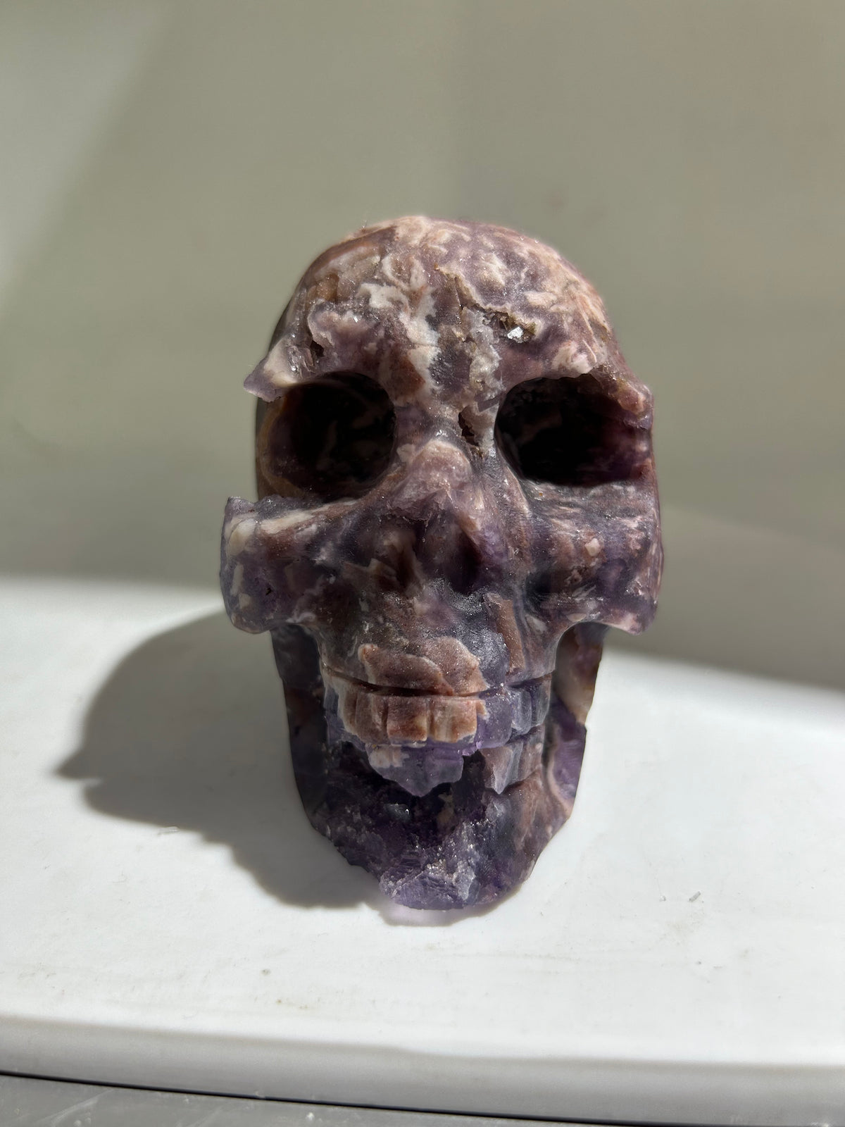 Mystic Veins Raw Fluorite Skull – One-of-a-Kind Crystal Sculpture