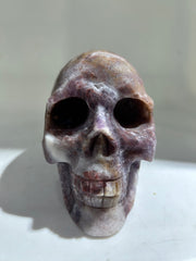 Celestial Veins Raw Fluorite Skull Sculpture – Hand-Carved Crystal Art