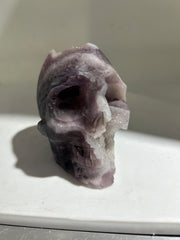 Fluorite Skull | Ethereal Crystal Skull Sculpture | One-of-a-Kind Mineral Art