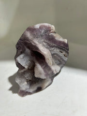 Fluorite Skull | Ethereal Crystal Skull Sculpture | One-of-a-Kind Mineral Art