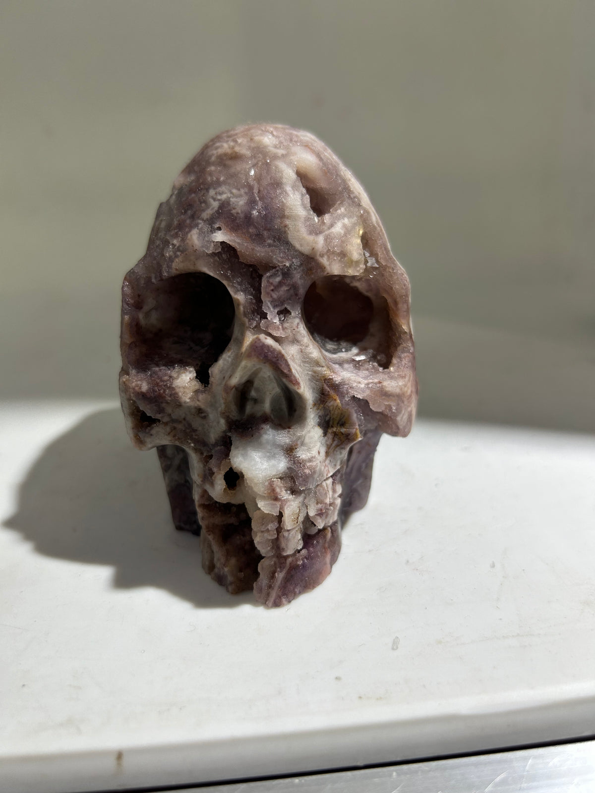 Fluorite Skull | Raw Crystal Skull Sculpture | Unique Gothic Mineral Art