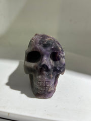 Fluorite Skull with Winged Design | Unique Raw Crystal Gothic Sculpture