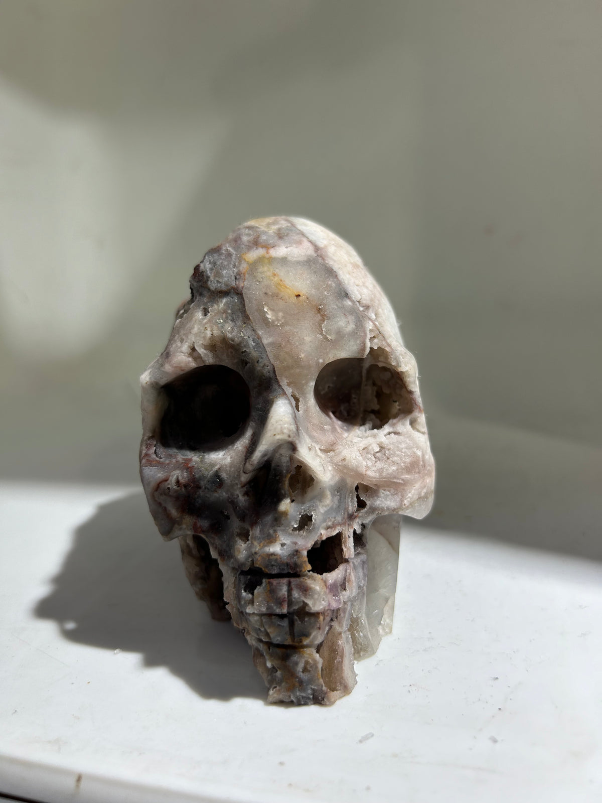 Raw Hand-Carved Fluorite Skull | Natural Crystal Sculpture | Unique Mineral Art Decor
