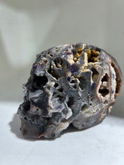 Raw Fluorite Skull Sculpture | Hand-Carved Crystal Geode Art | Unique Hollow Mineral Decor