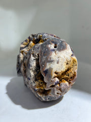 Raw Fluorite Skull Sculpture | Hand-Carved Crystal Geode Art | Unique Hollow Mineral Decor