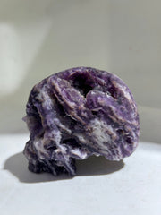 Deep Amethyst Fluorite Skull | Hand-Carved Raw Crystal Sculpture | Unique Gothic Mineral Art