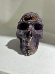 Raw Fluorite Skull | Unique Crystal Sculpture | Natural Mineral Art Decor