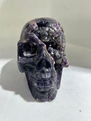 Raw Fluorite Skull | Primitive Crystal Skull Sculpture | Unique Gothic Art Decor