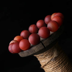Matte Red Agate Bead Bracelet | Natural Stone Energy Jewelry