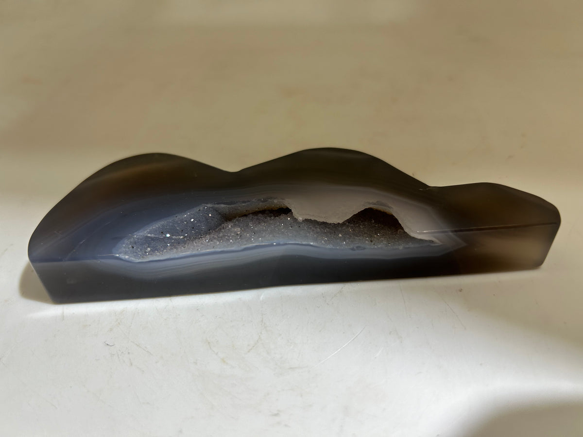 Agate Crystal Mountain Sculpture | Unique Druzy Landscape Décor